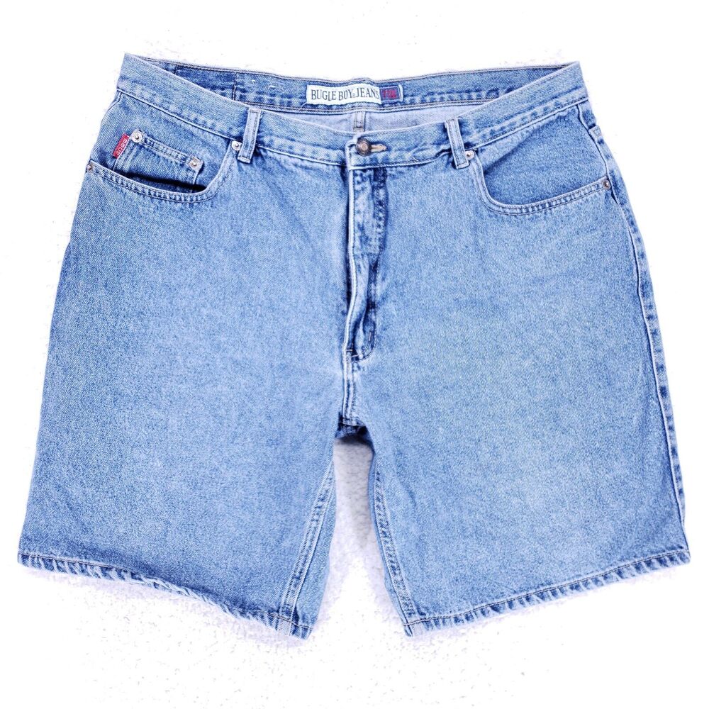 Bugle Boy Jean Shorts Denim Cotton Mens SZ 38 Blue Straight Baggy VTG 90s Y2K
